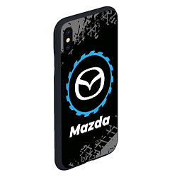 Чехол iPhone XS Max матовый Mazda в стиле Top Gear со следами шин на фоне, цвет: 3D-черный — фото 2