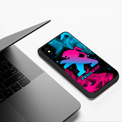 Чехол iPhone XS Max матовый Peugeot - neon gradient, цвет: 3D-черный — фото 2