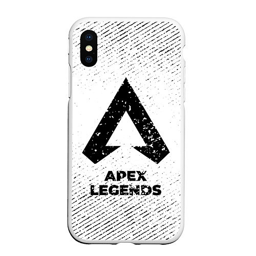 Чехол iPhone XS Max матовый Apex Legends с потертостями на светлом фоне / 3D-Белый – фото 1