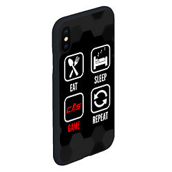 Чехол iPhone XS Max матовый Eat, sleep, Counter-Strike 2, repeat, цвет: 3D-черный — фото 2