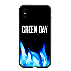 Чехол iPhone XS Max матовый Green Day blue fire