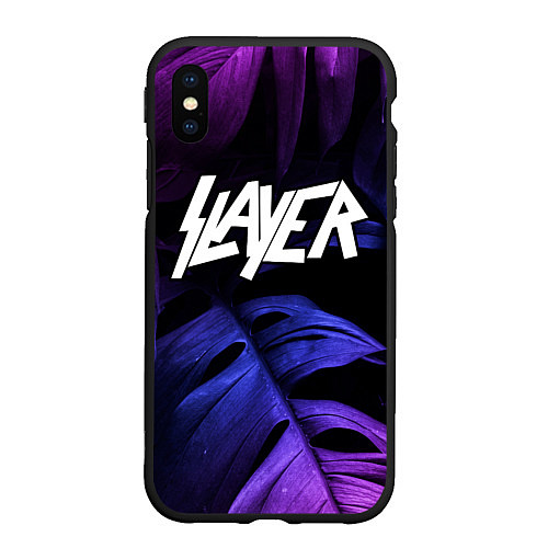 Чехол iPhone XS Max матовый Slayer neon monstera / 3D-Черный – фото 1