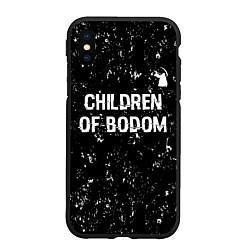 Чехол iPhone XS Max матовый Children of Bodom glitch на темном фоне: символ св, цвет: 3D-черный