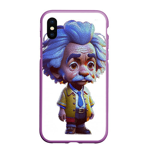 Чехол iPhone XS Max матовый Ученый Альберт / 3D-Фиолетовый – фото 1