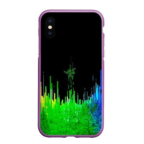 Чехол iPhone XS Max матовый Геометрическая музыкальная волна / 3D-Фиолетовый – фото 1