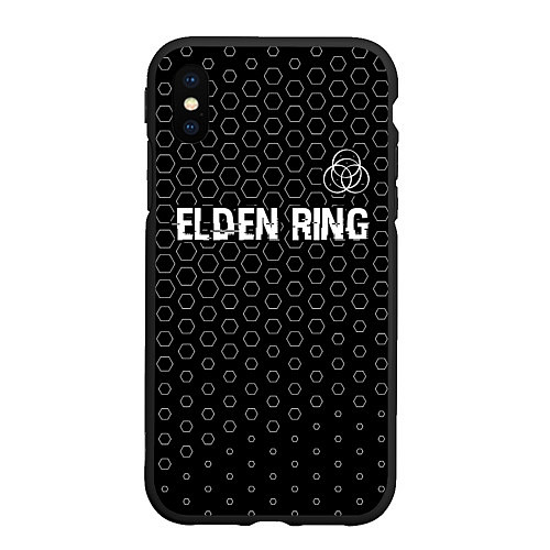 Чехол iPhone XS Max матовый Elden Ring glitch на темном фоне: символ сверху / 3D-Черный – фото 1