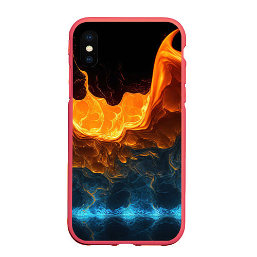 Чехол iPhone XS Max матовый Лава и вода / 3D-Красный – фото 1