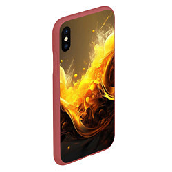Чехол iPhone XS Max матовый Золотые волны, цвет: 3D-красный — фото 2