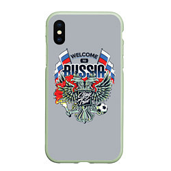 Чехол iPhone XS Max матовый Welcome to Russia - футбол