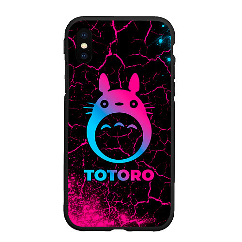 Чехол iPhone XS Max матовый Totoro - neon gradient / 3D-Черный – фото 1