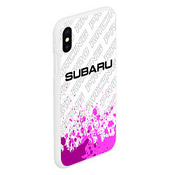 Чехол iPhone XS Max матовый Subaru pro racing: символ сверху, цвет: 3D-белый — фото 2