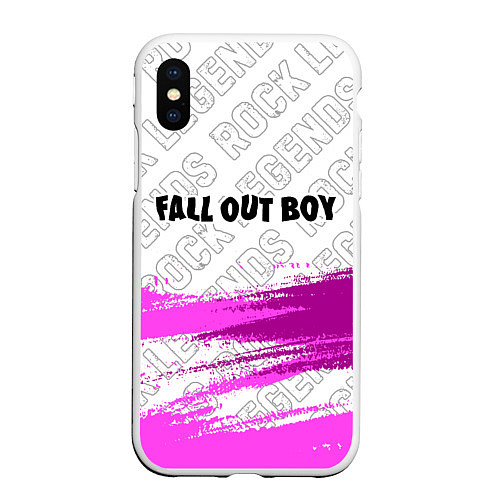 Чехол iPhone XS Max матовый Fall Out Boy rock legends: символ сверху / 3D-Белый – фото 1