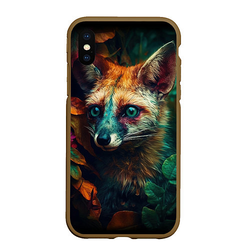 Чехол iPhone XS Max матовый Лисица в лесу / 3D-Коричневый – фото 1