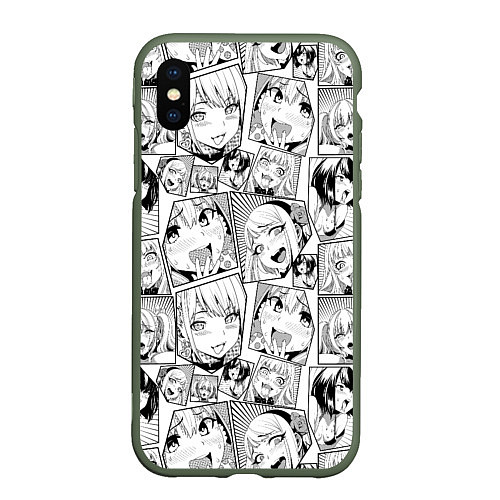 Чехол iPhone XS Max матовый Anime hentai ahegao / 3D-Темно-зеленый – фото 1