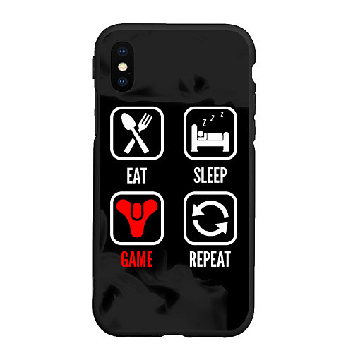 Чехол iPhone XS Max матовый Eat, sleep, Destiny, repeat / 3D-Черный – фото 1