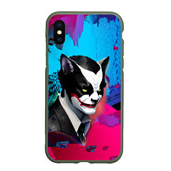 Чехол iPhone XS Max матовый Dude-cat - neural network - pop art, цвет: 3D-темно-зеленый