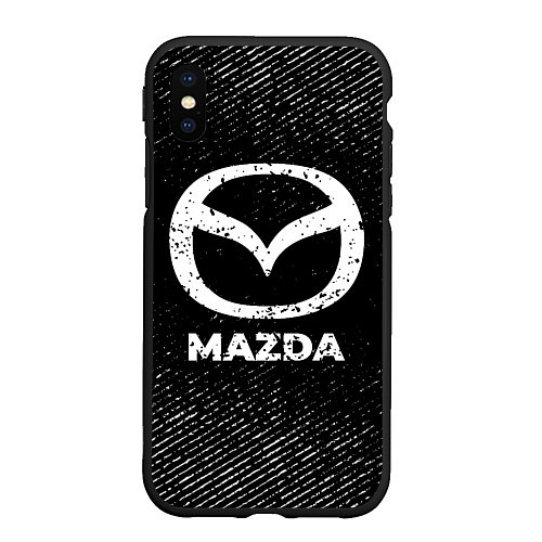 Чехол iPhone XS Max матовый Mazda с потертостями на темном фоне / 3D-Черный – фото 1