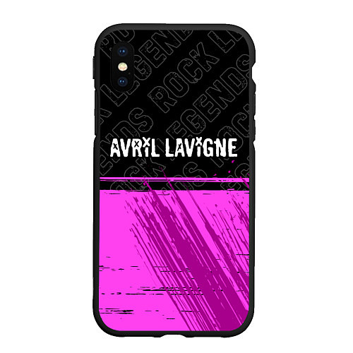 Чехол iPhone XS Max матовый Avril Lavigne rock legends: символ сверху / 3D-Черный – фото 1