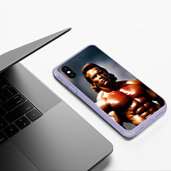 Чехол iPhone XS Max матовый Арнольд Шварценеггер железный арни, цвет: 3D-светло-сиреневый — фото 2