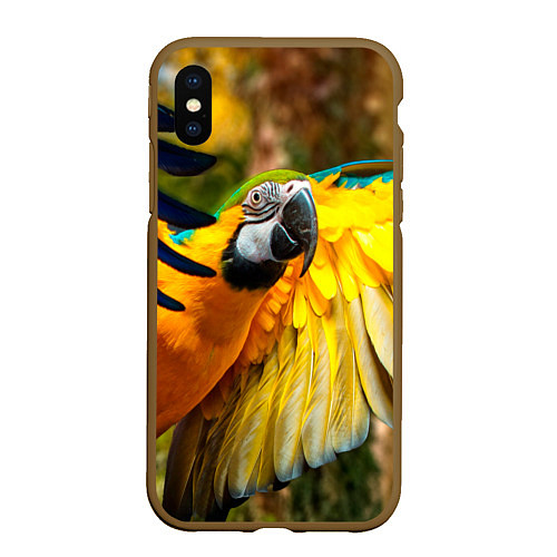 Чехол iPhone XS Max матовый Взлёт попугая / 3D-Коричневый – фото 1