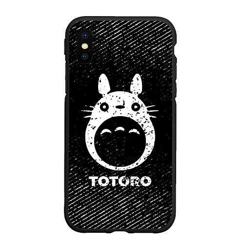 Чехол iPhone XS Max матовый Totoro с потертостями на темном фоне / 3D-Черный – фото 1