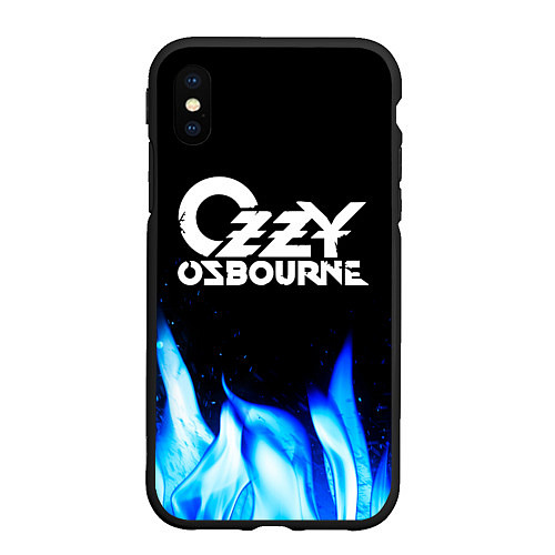 Чехол iPhone XS Max матовый Ozzy Osbourne blue fire / 3D-Черный – фото 1