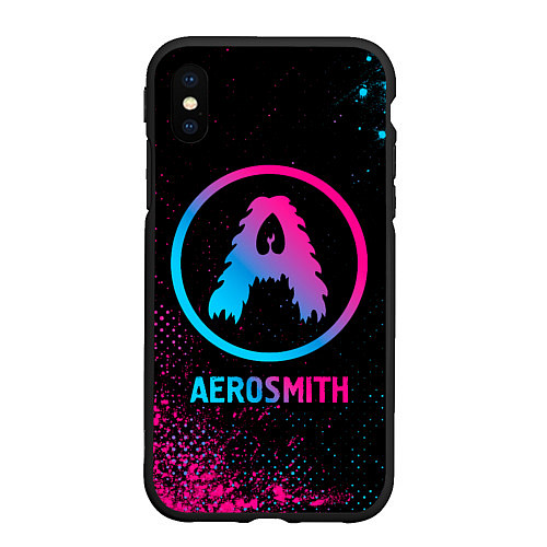 Чехол iPhone XS Max матовый Aerosmith - neon gradient / 3D-Черный – фото 1