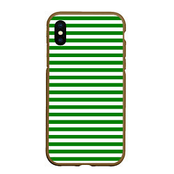Чехол iPhone XS Max матовый Тельняшка зеленая Пограничных войск, цвет: 3D-коричневый
