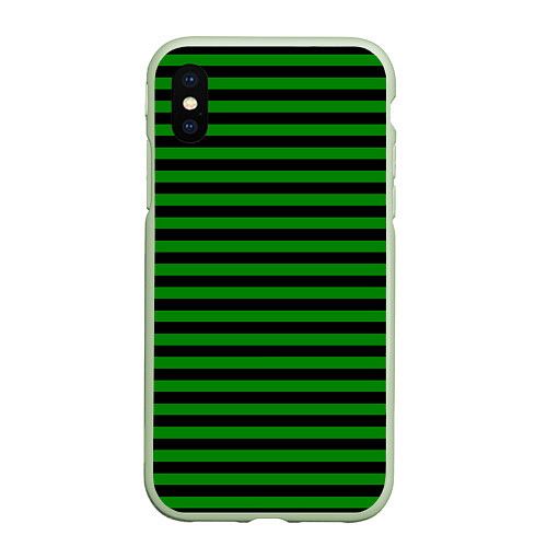 Чехол iPhone XS Max матовый Черно-зеленые полосы / 3D-Салатовый – фото 1
