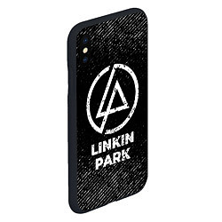 Чехол iPhone XS Max матовый Linkin Park с потертостями на темном фоне, цвет: 3D-черный — фото 2
