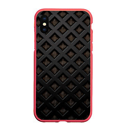 Чехол iPhone XS Max матовый Геометрический узор, цвет: 3D-красный