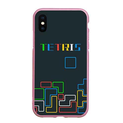 Чехол iPhone XS Max матовый Tetris neon / 3D-Розовый – фото 1