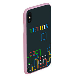 Чехол iPhone XS Max матовый Tetris neon, цвет: 3D-розовый — фото 2