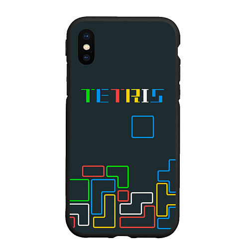 Чехол iPhone XS Max матовый Tetris neon / 3D-Черный – фото 1