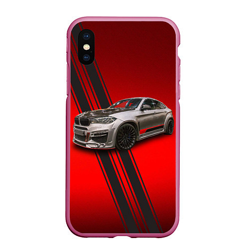 Чехол iPhone XS Max матовый Немецкий кроссовер BMW X6 2007 года / 3D-Малиновый – фото 1