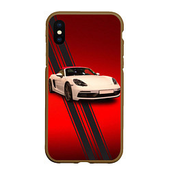 Чехол iPhone XS Max матовый Немецкий спортивный автомобиль Porsche, цвет: 3D-коричневый