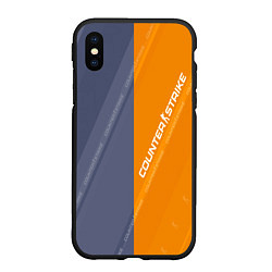 Чехол iPhone XS Max матовый Counter Strike 2 Blue Orange Pattern, цвет: 3D-черный