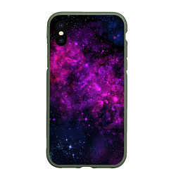 Чехол iPhone XS Max матовый Neon pink nebula, цвет: 3D-темно-зеленый