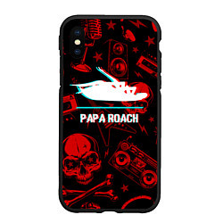 Чехол iPhone XS Max матовый Papa Roach rock glitch, цвет: 3D-черный