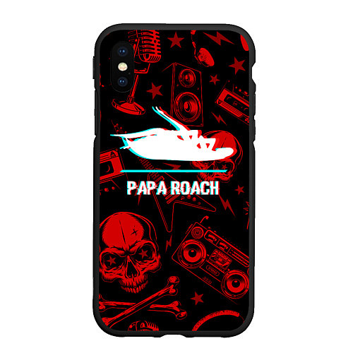 Чехол iPhone XS Max матовый Papa Roach rock glitch / 3D-Черный – фото 1