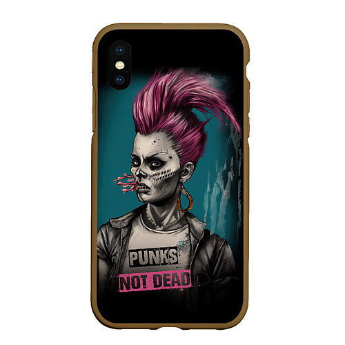 Чехол iPhone XS Max матовый Punks no dead girl / 3D-Коричневый – фото 1