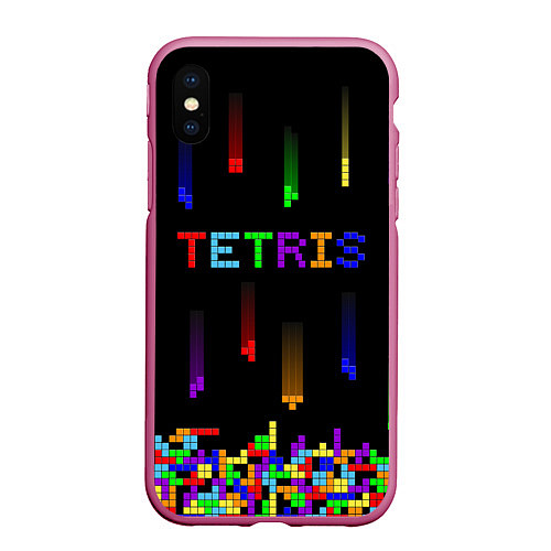 Чехол iPhone XS Max матовый Falling blocks tetris / 3D-Малиновый – фото 1