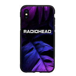 Чехол iPhone XS Max матовый Radiohead neon monstera, цвет: 3D-черный