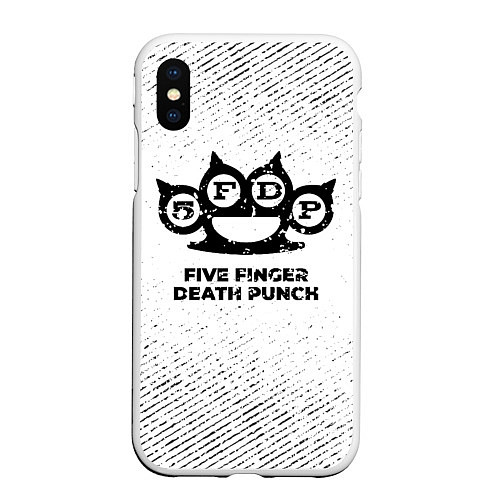 Чехол iPhone XS Max матовый Five Finger Death Punch с потертостями на светлом / 3D-Белый – фото 1