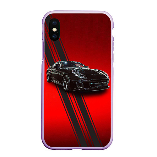 Чехол iPhone XS Max матовый Английский спортивный автомобиль Jaguar / 3D-Сиреневый – фото 1