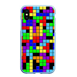 Чехол iPhone XS Max матовый Тетрис цветные блоки, цвет: 3D-голубой