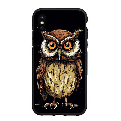 Чехол iPhone XS Max матовый Забавная сова: арт нейросети / 3D-Черный – фото 1