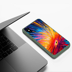 Чехол iPhone XS Max матовый Абстрактный цветок, цвет: 3D-темно-зеленый — фото 2