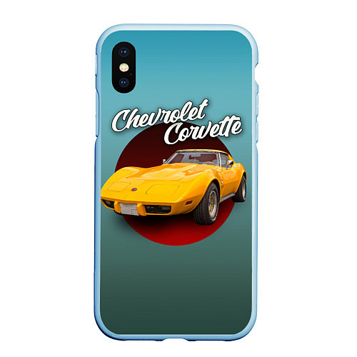 Чехол iPhone XS Max матовый Классический спорткар Chevrolet Corvette Stingray / 3D-Голубой – фото 1