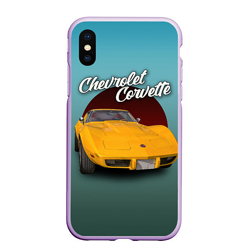 Чехол iPhone XS Max матовый Американский спорткар Chevrolet Corvette Stingray / 3D-Сиреневый – фото 1